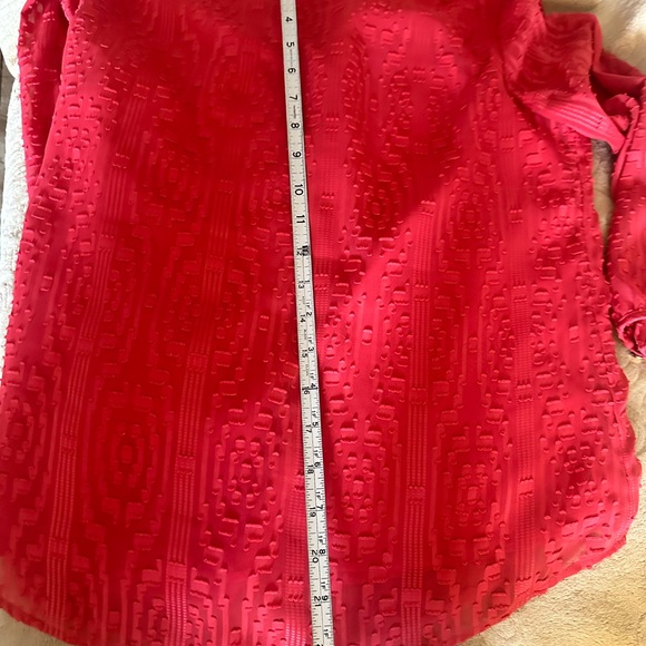 Talbots Top 3/4 Sleeve Sheer Lined Rose Pink Blouse SZ Med 3-Button Front Tunic - Picture 10 of 16